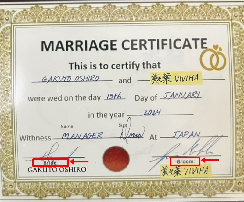 マレーシアの結婚証明書？